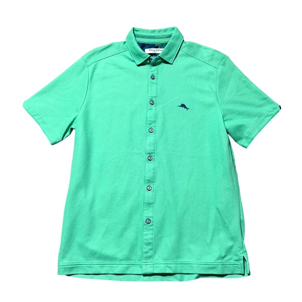 Tommy Bahama Island Zone Polo Shirt Sz S Button-Up Short Sleeve Tropical Print